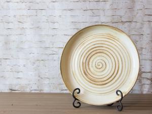 Serving Platter—Creamy white on chocolate brown clay
